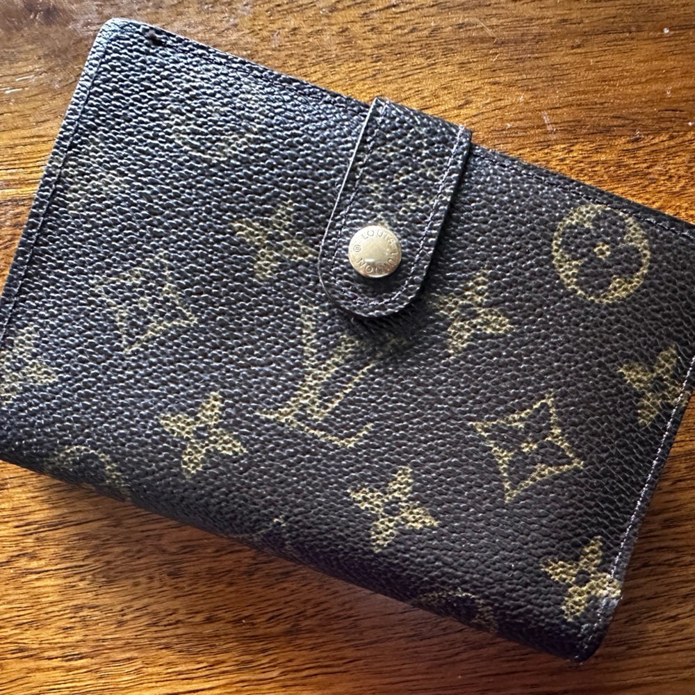Vintage Louis Vuitton Black and Gold Monogram Wallet
